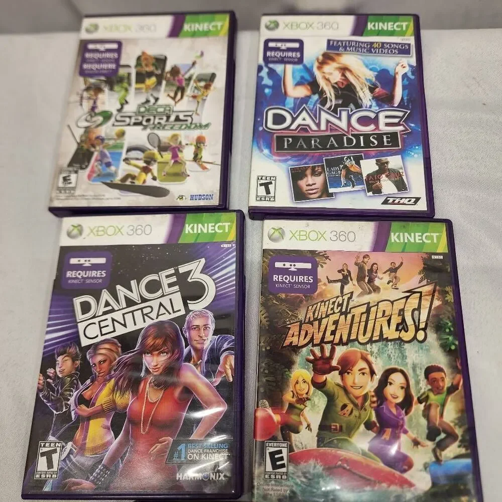 XBOX Kinect Lot of 4 Games Dance Paradise, Kinect Adventures, Dance 3 Untested